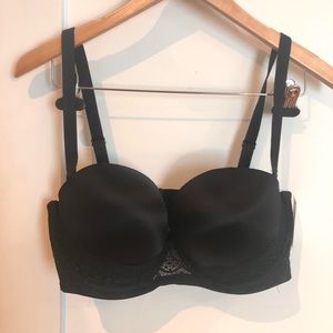 Auden black convertible lacy plunge bra, 38D